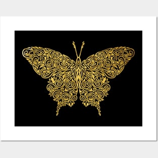 Golden Wings Mandala Butterfly Posters and Art